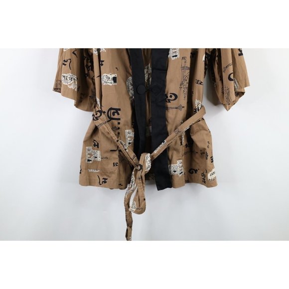 Vintage 70s Streetwear Womens Size XL Short Sleeve Belted Bath Robe Loungewear - Picture 3 of 9